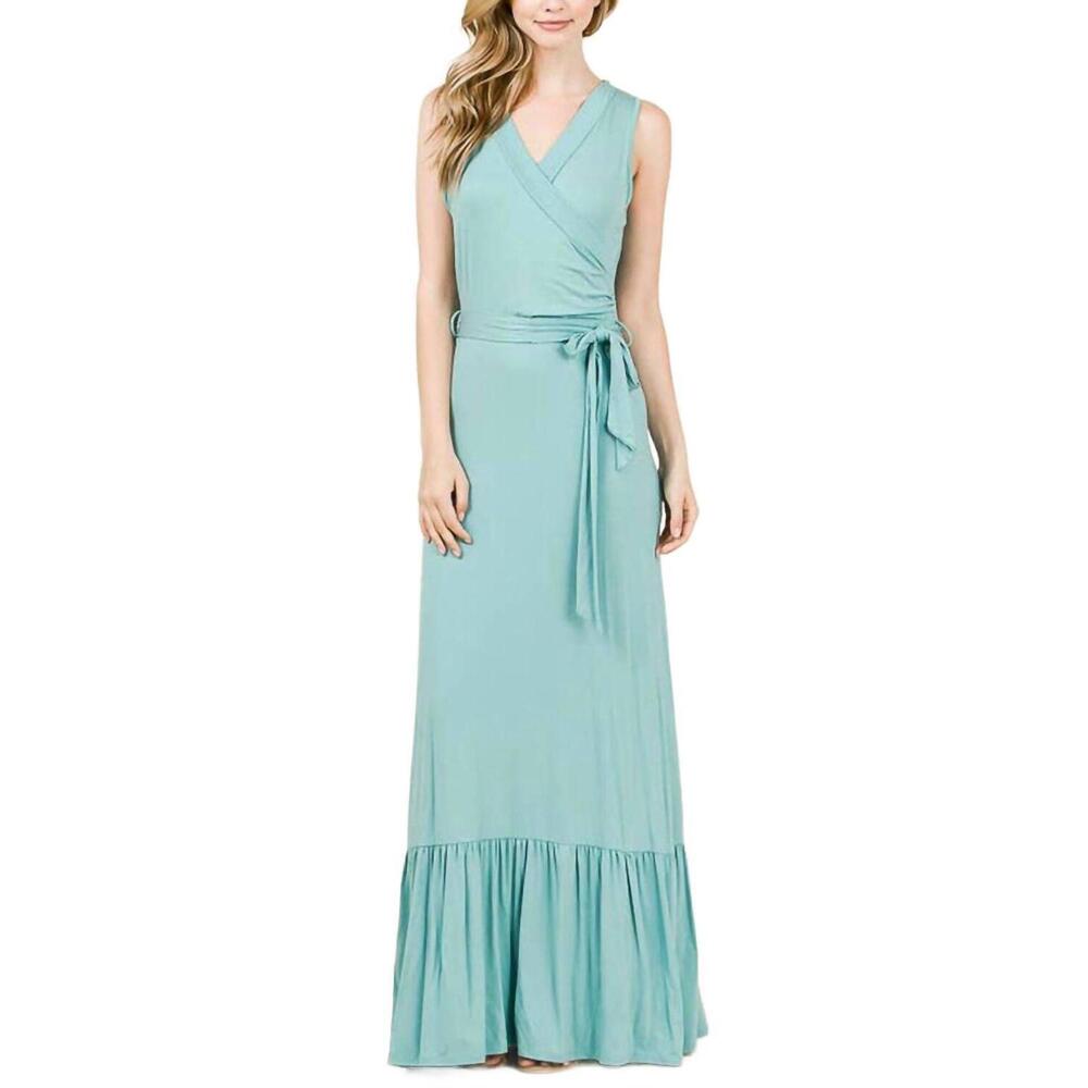 NEW 7TH RAY sleeveless belted maxi dress in nile blue